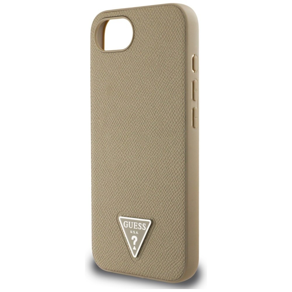 Etui Guess Grained Triangle MagSafe do iPhone 16e brązowy